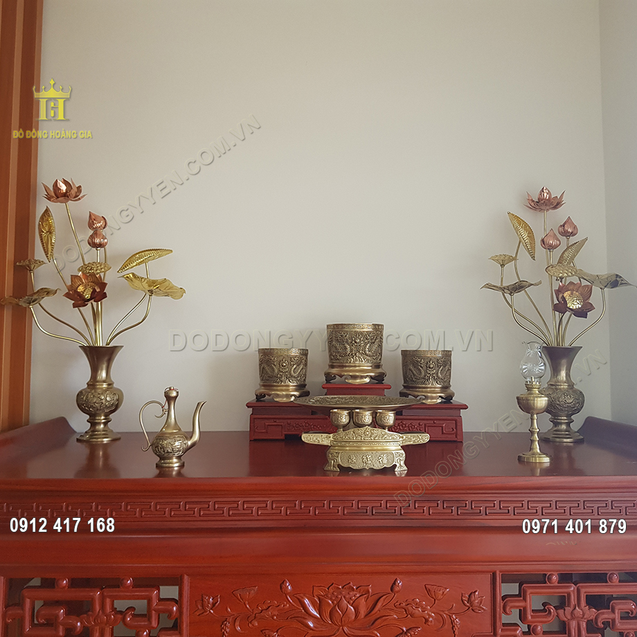 Đồ Thờ C&uacute;ng Bằng Đồng V&agrave;ng Đẹp